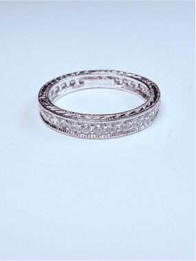 SETA Eternity Cubic Zirconia CZ Channel Set 925 Sterling Silver 4MM Band Ring